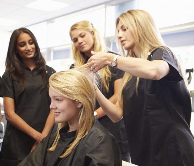 Hairdressers and client